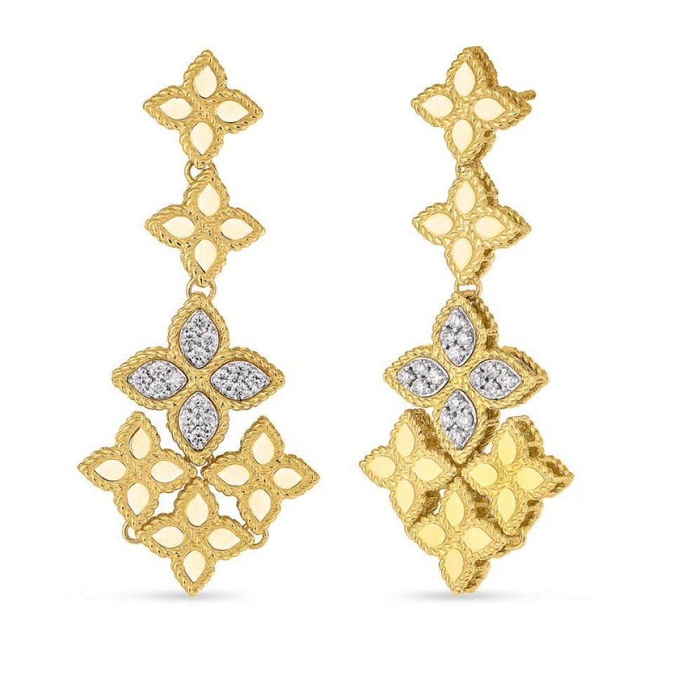 Roberto Coin yellow gold diamond drop earrings