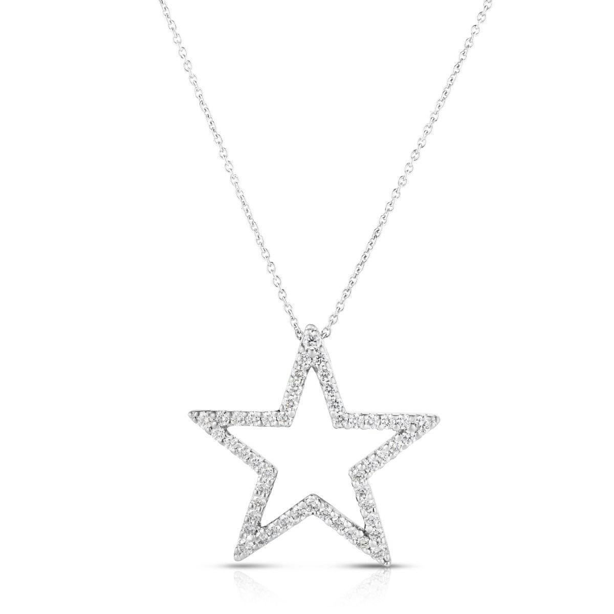 Roberto Coin 18k White Gold Large Open Star Pendant Necklace