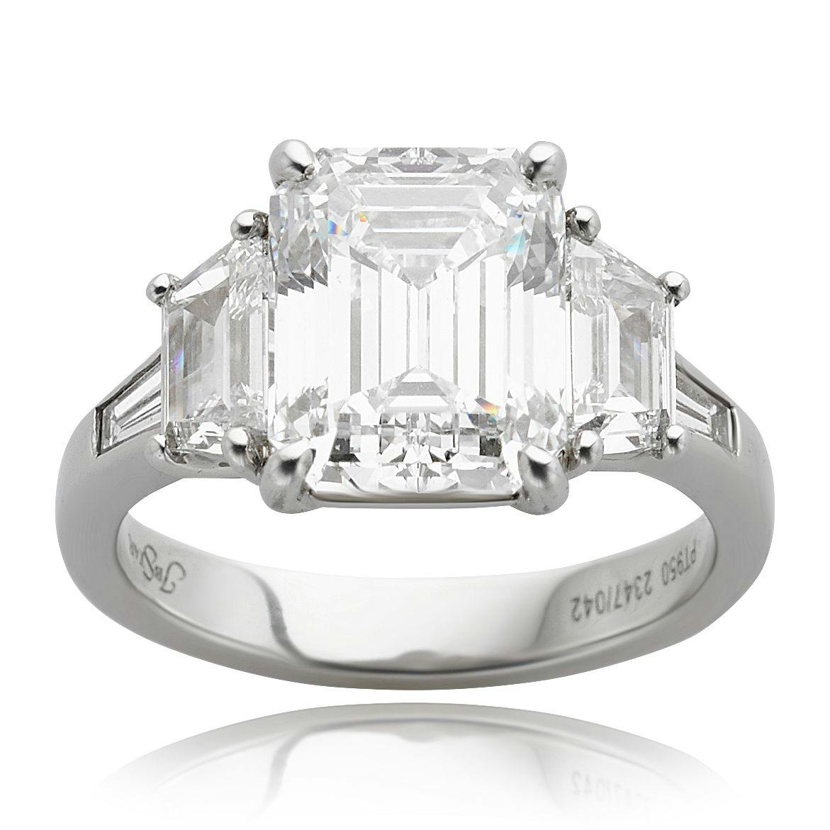 Platinum 4.02 ct Emerald Cut Diamond Engagement Ring