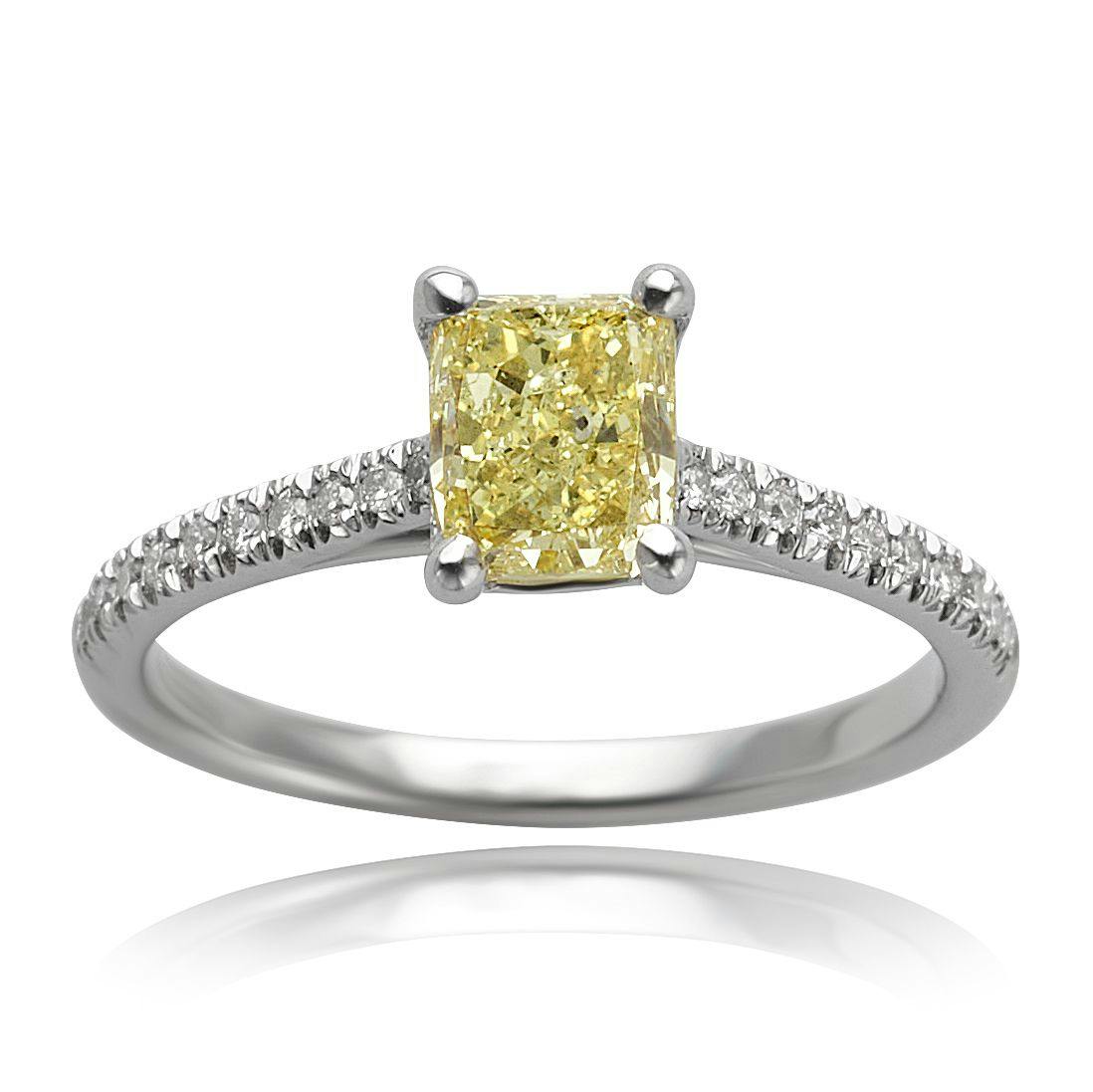 Platinum New Aire Fancy Yellow Diamond Ring