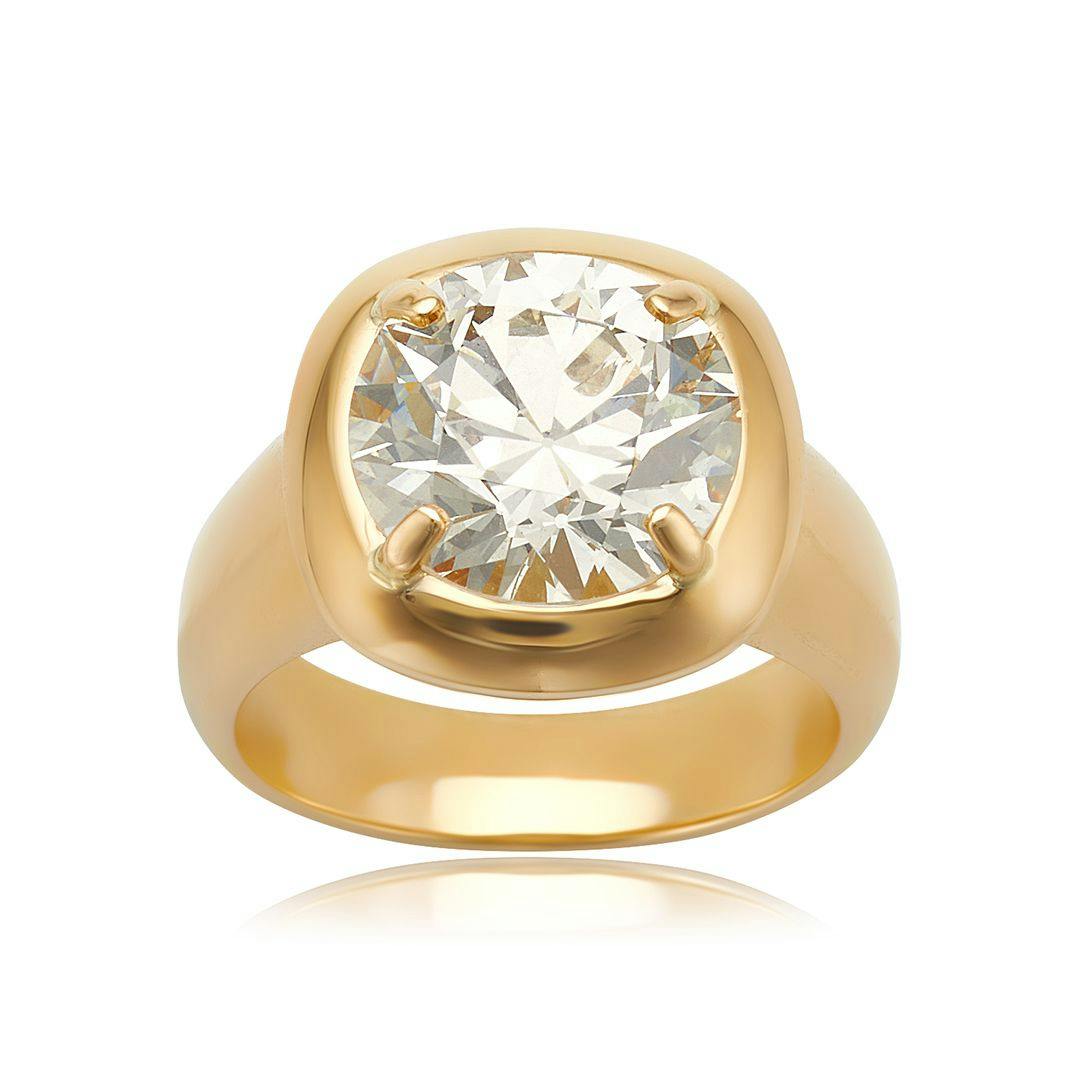 Single Stone 18k Yellow Gold 4.68ct Old European Cut Diamond Cori Ring