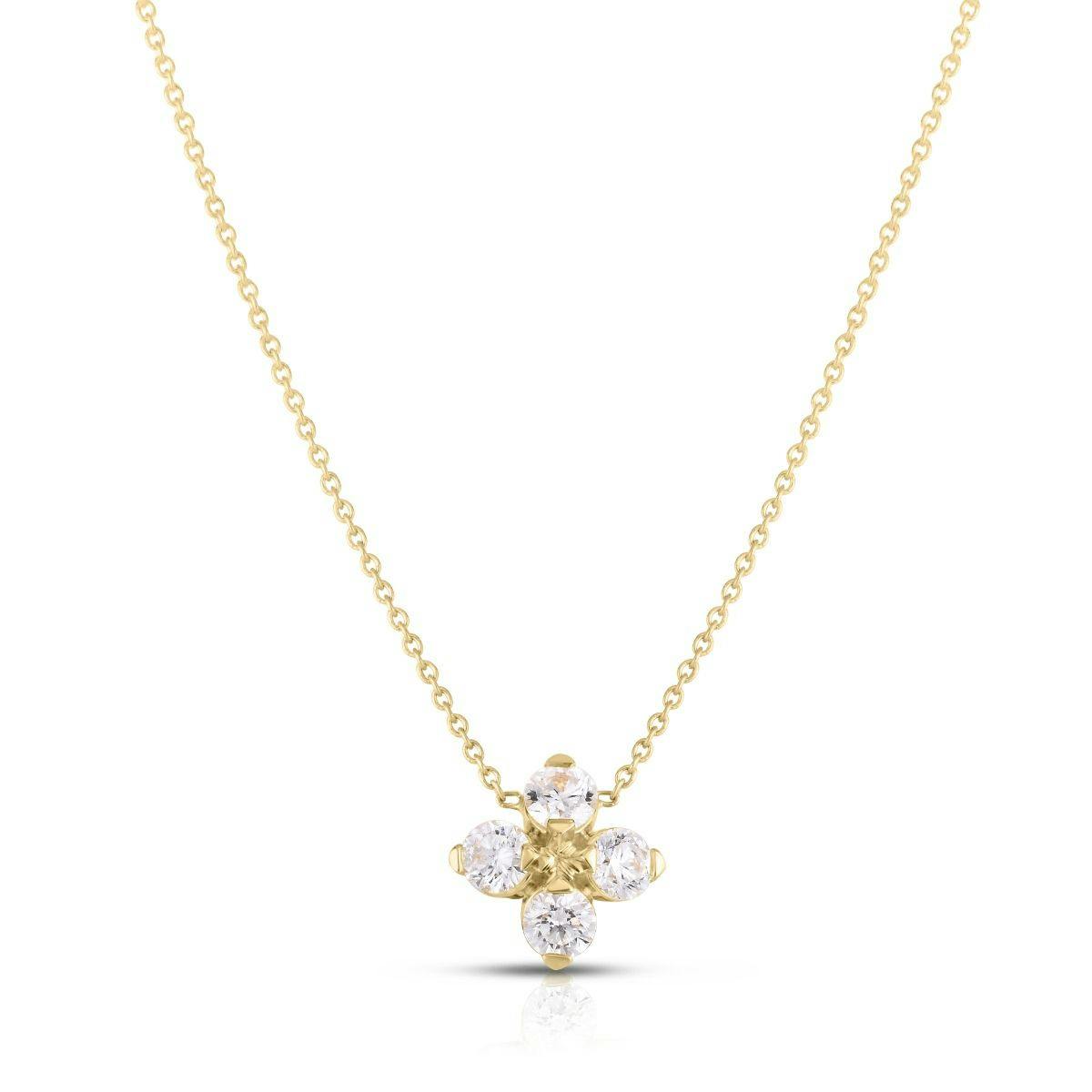 Roberto Coin Love In Verona 18k Yellow Gold Diamond Flower Necklace