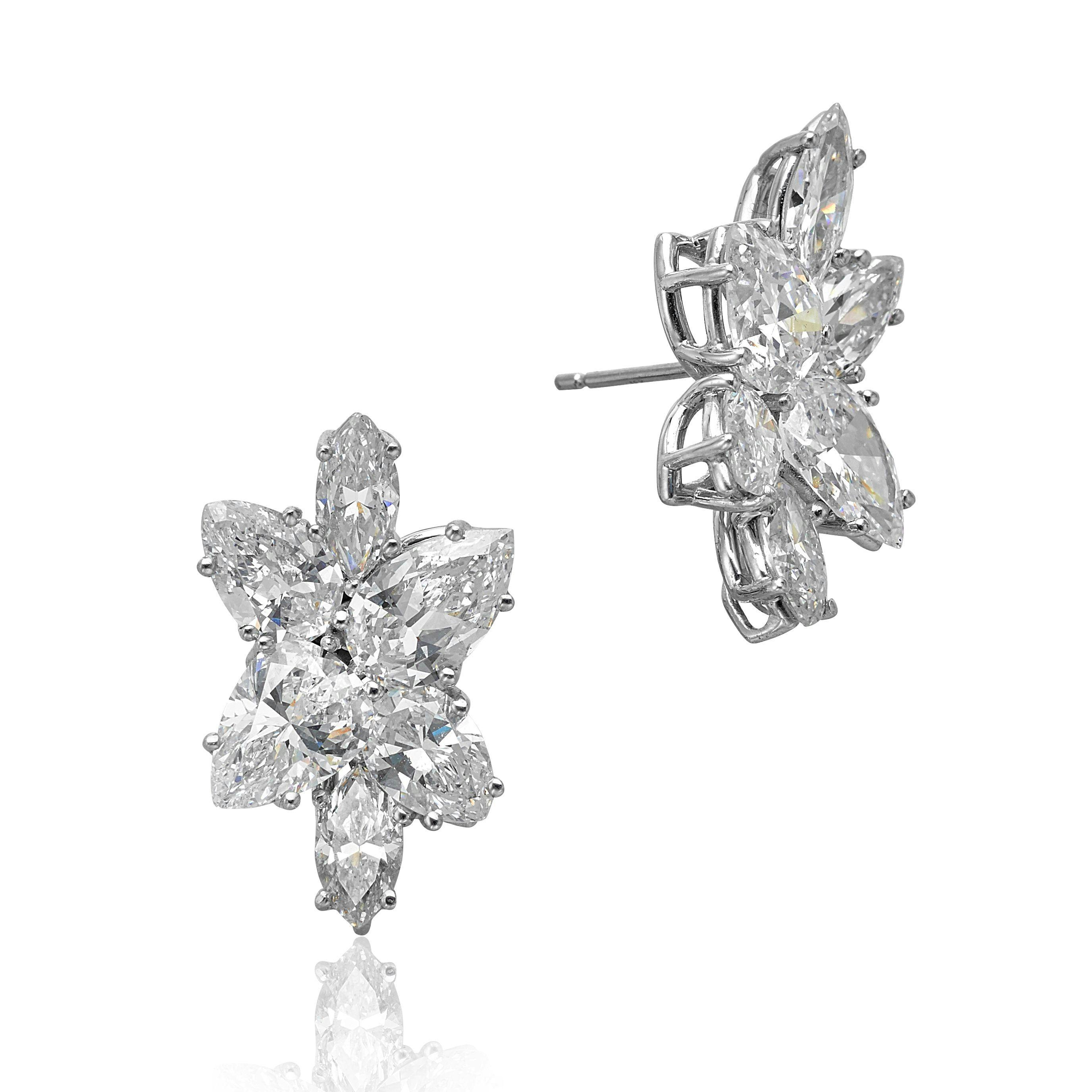 Platinum 9.58ct Diamond Cluster Earrings