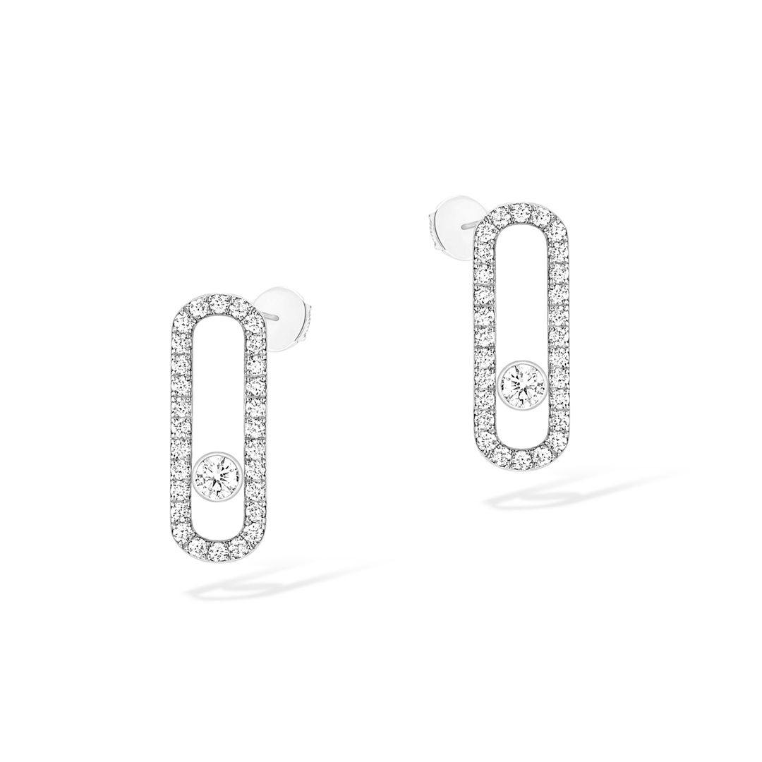 Messika 18k White Gold Move Uno Large Stud Earrings