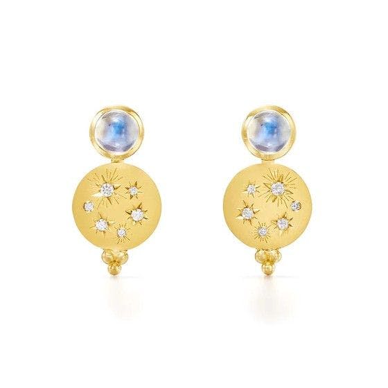 Temple St Clair Cosmos 18k Yellow Gold Moonstone Earrings