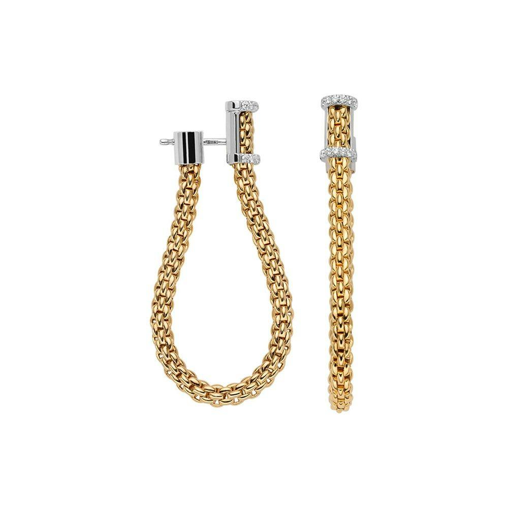 FOPE Essentials 18k Flex'it Pave Diamond Woven Hoop Earrings