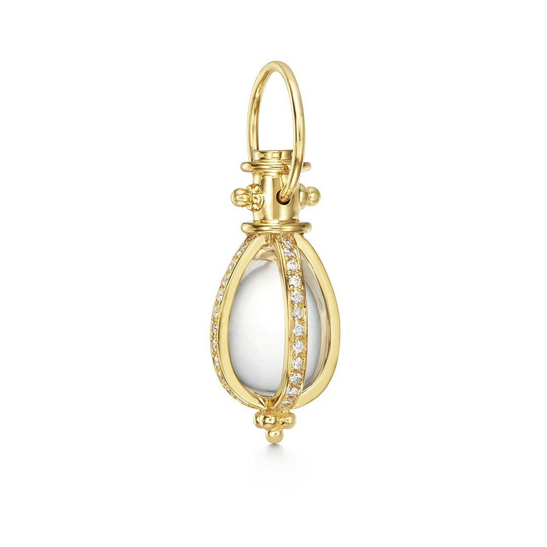 Temple St Clair Small 18k Yellow Gold Diamond Pave Amulet