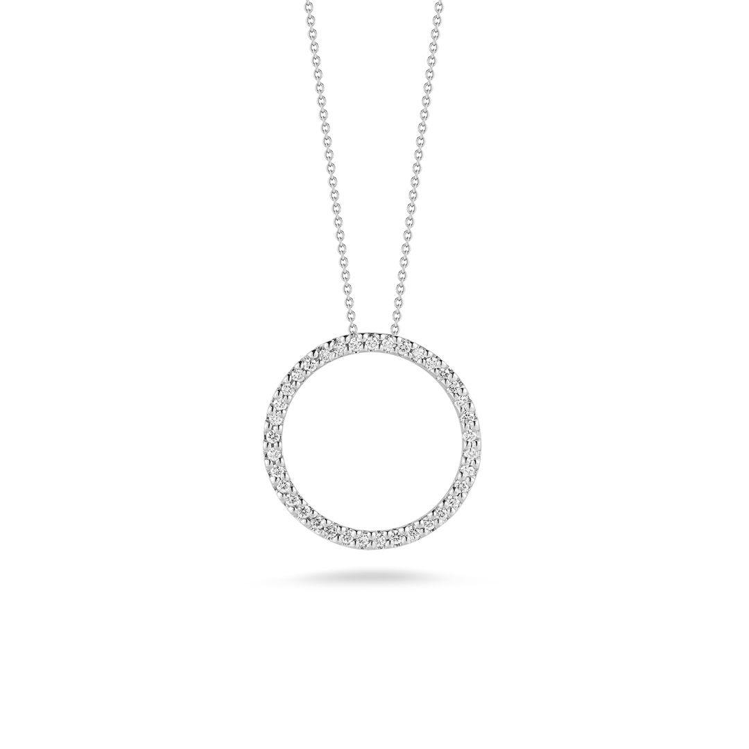 Roberto Coin 18k White Gold Small Diamond Circle Pendant