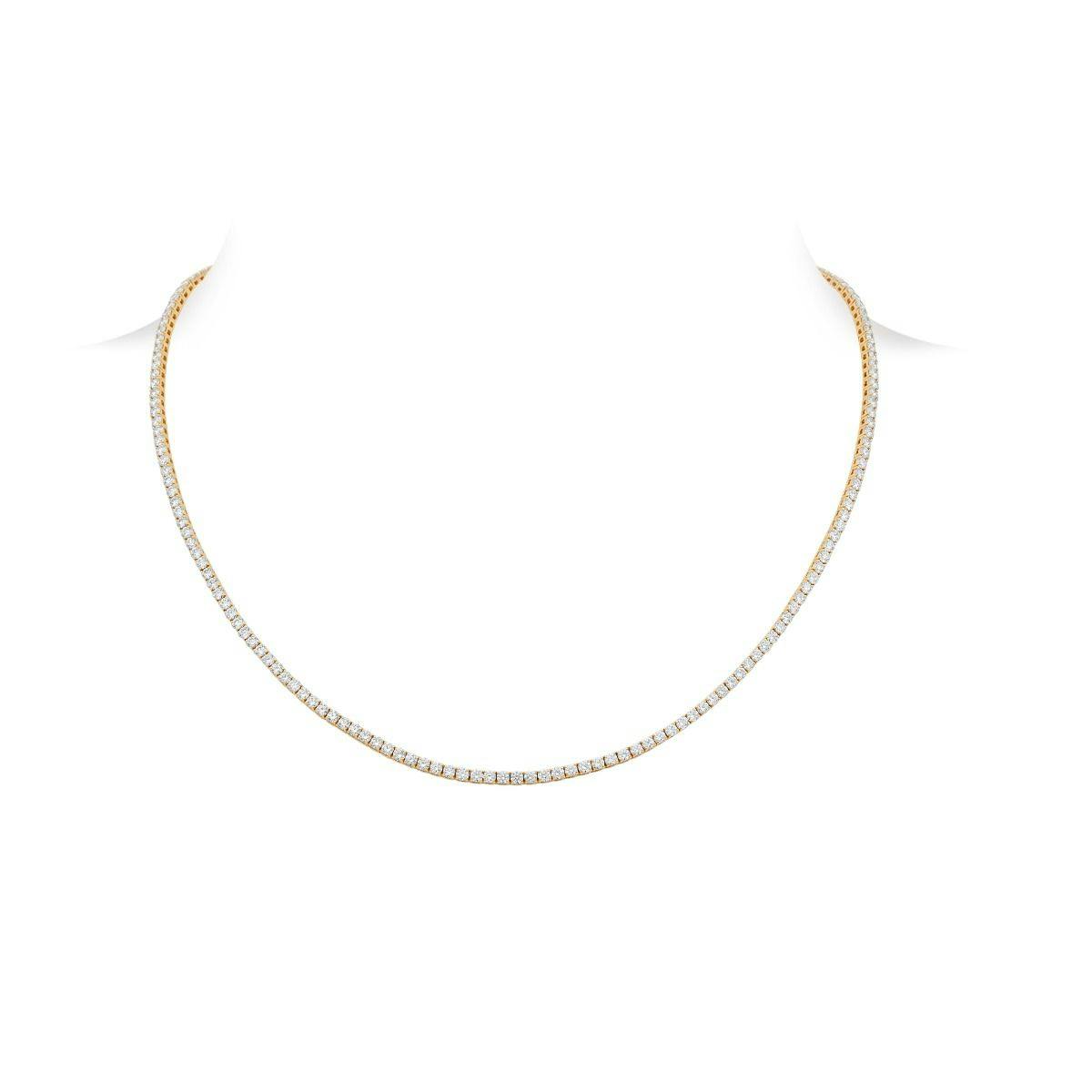 18k Yellow Gold Diamond Tennis Necklace