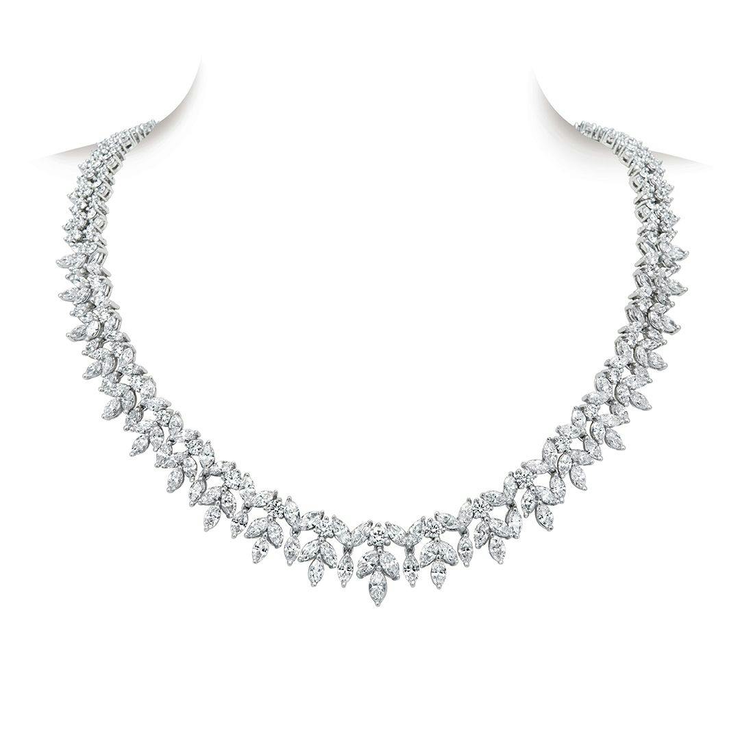 33.06 CT Diamond Wreath Platinum Necklace