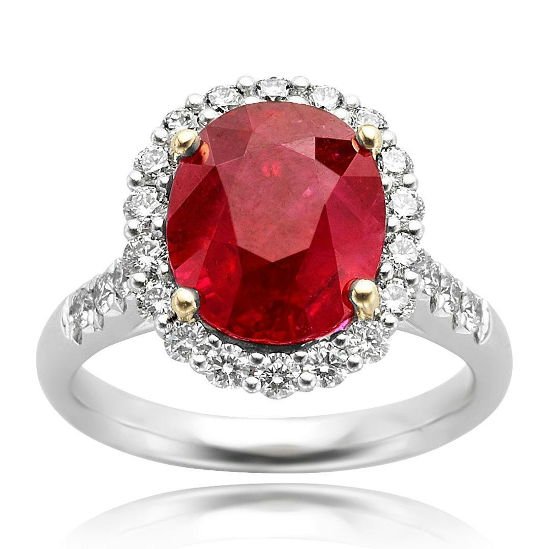 Platinum 6.15 ct Burma Ruby Ring