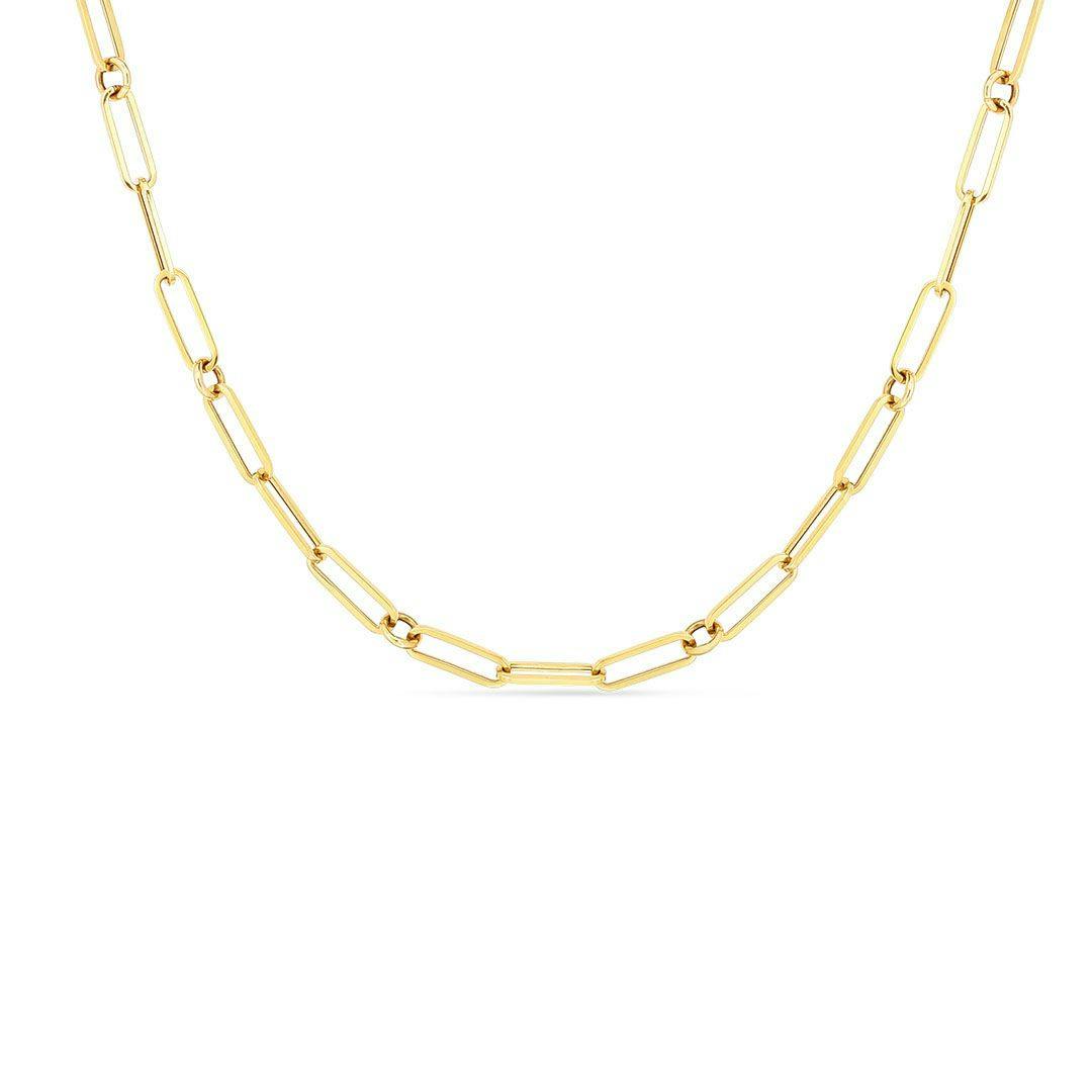 Roberto Coin 18k Yellow Gold 17 Inch Paperclip Necklace