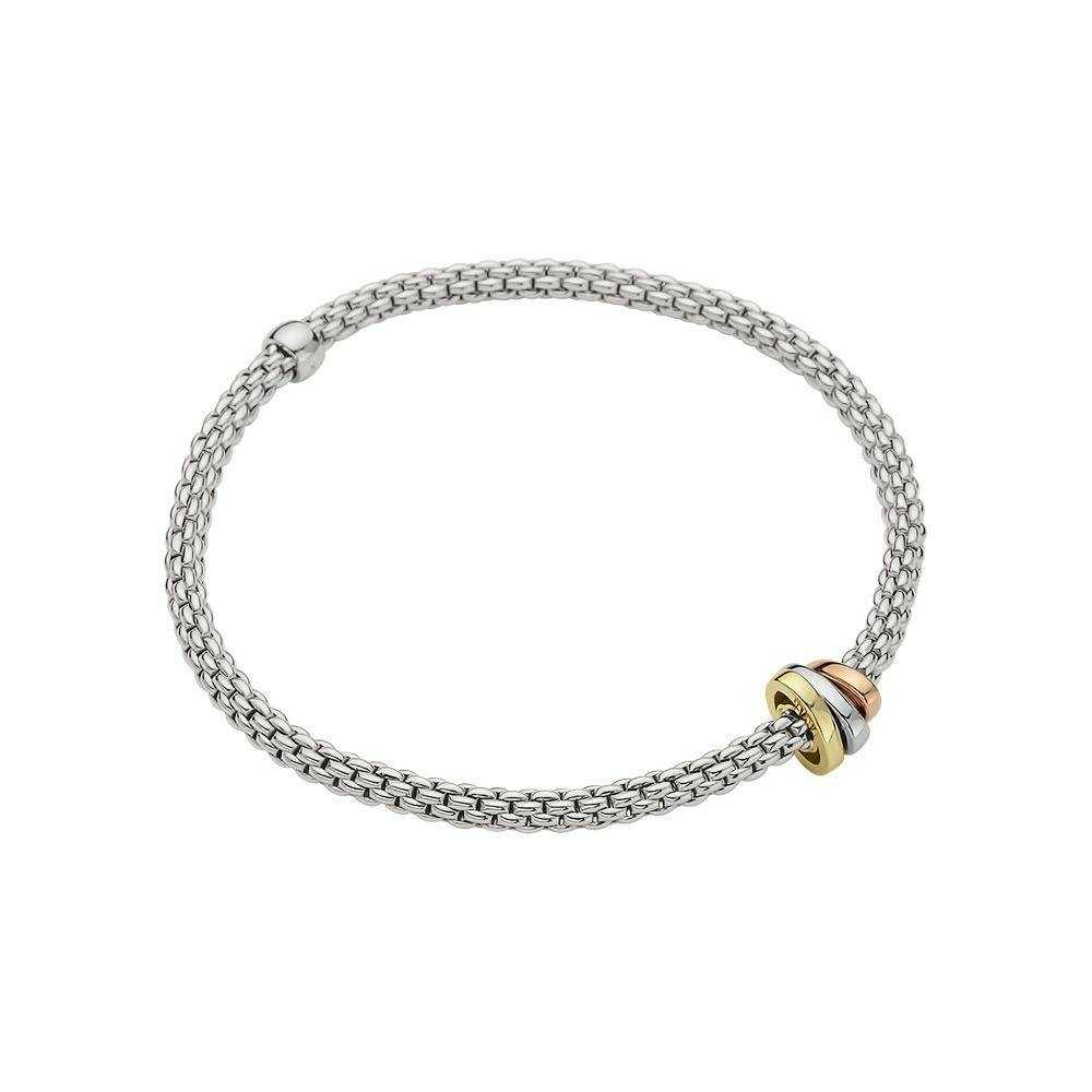 FOPE Prima Flex-It 18k Yellow, Rose & White Gold Medium Bracelet