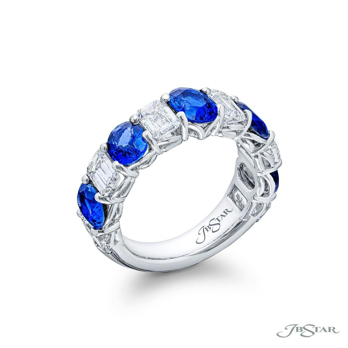 J.B. Star Platinum Blue Sapphire & Diamond Ring