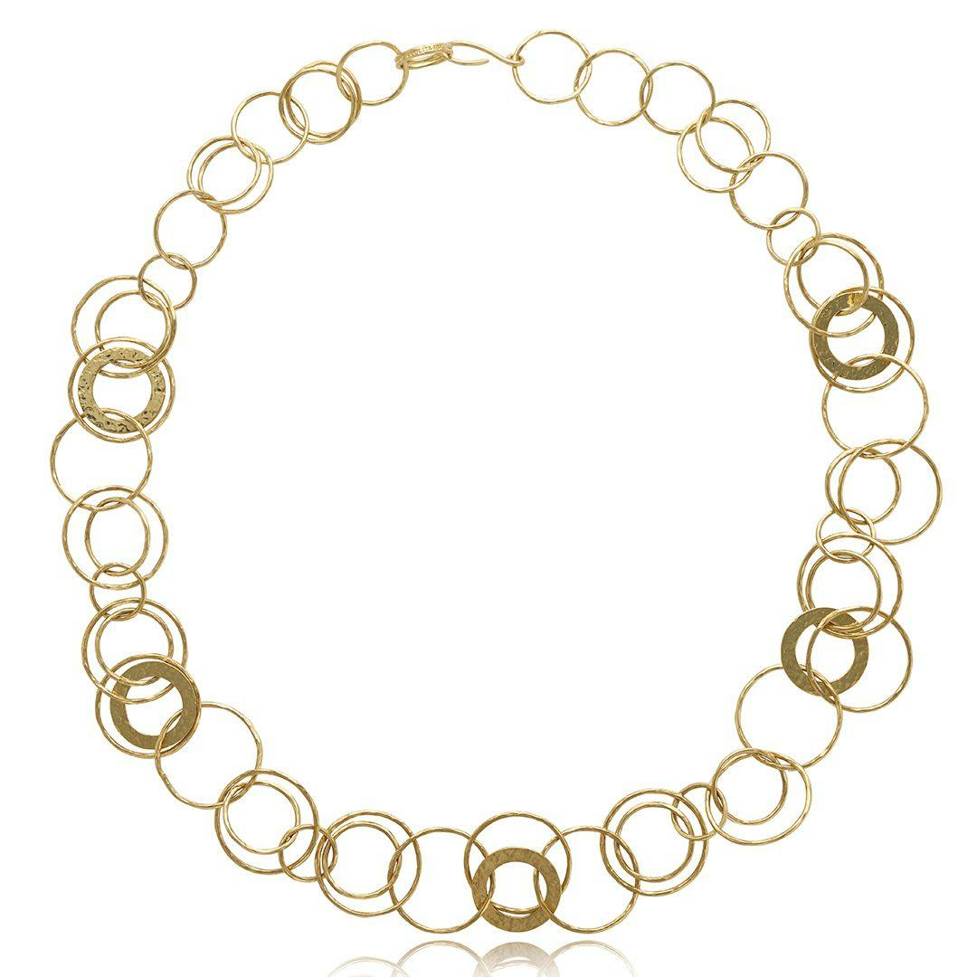 Ippolita Estate 18k Yellow Gold 22" Hammered Ring Necklace