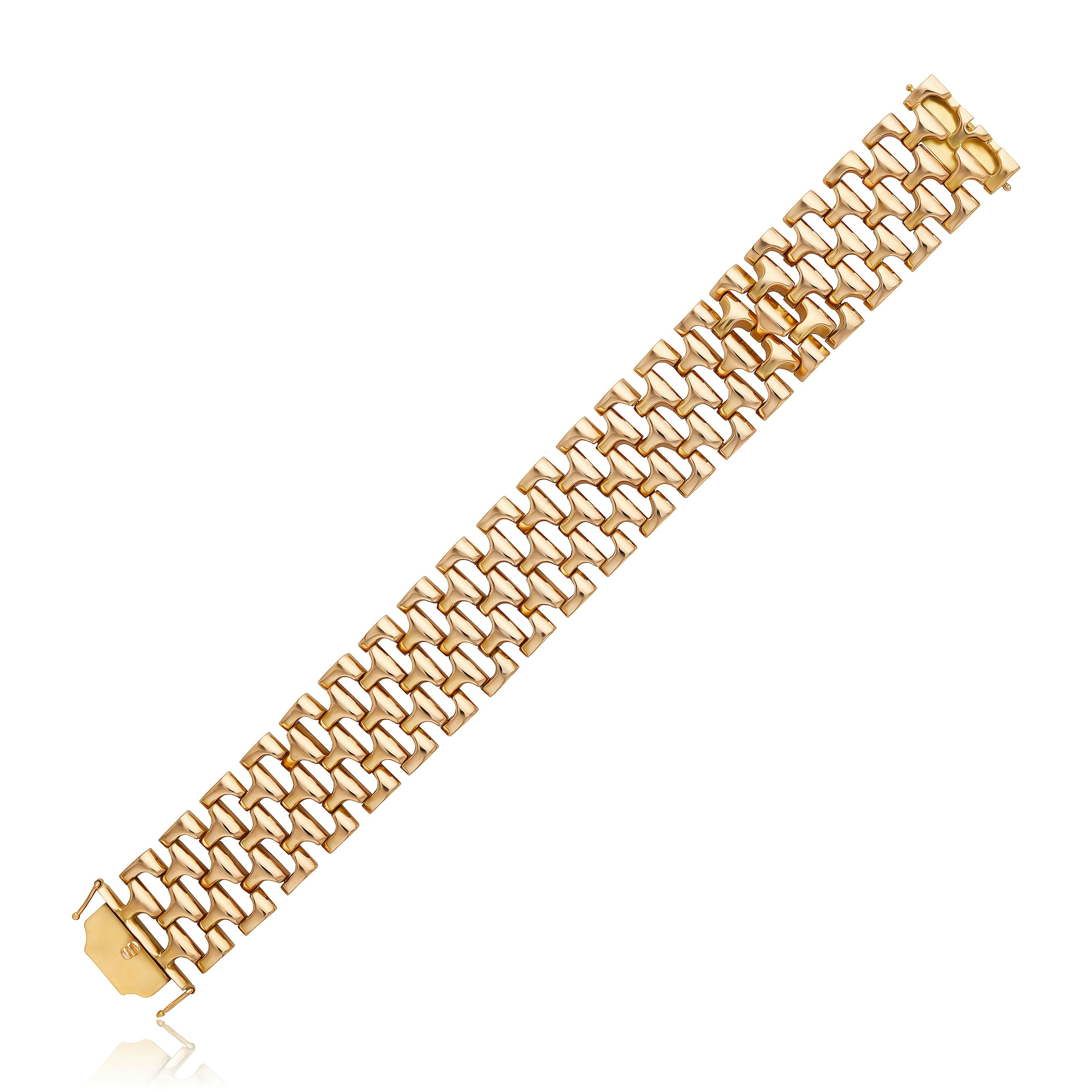 Estate 18k Rose Gold French Link Bracelet