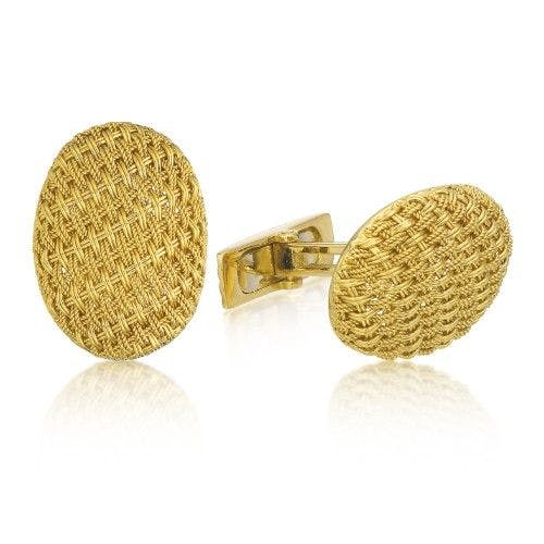 18k Yellow Gold Cufflinks and Tie Tack Set