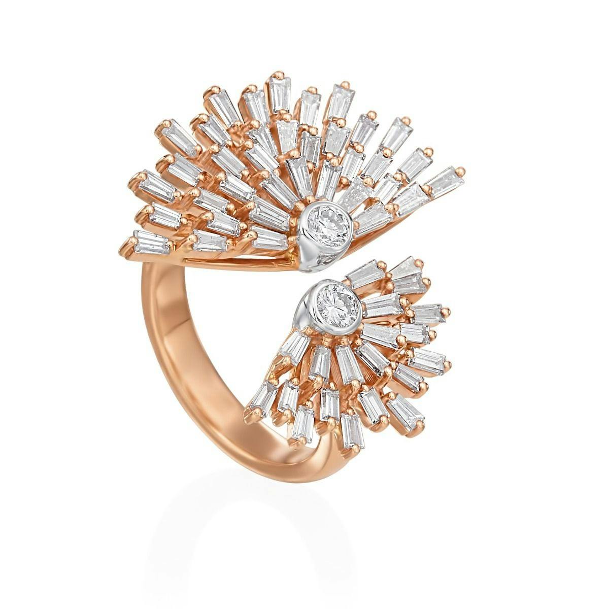 Eiseman Collection 18k Rose & White Gold Purple Pink Diamond Fan Ring