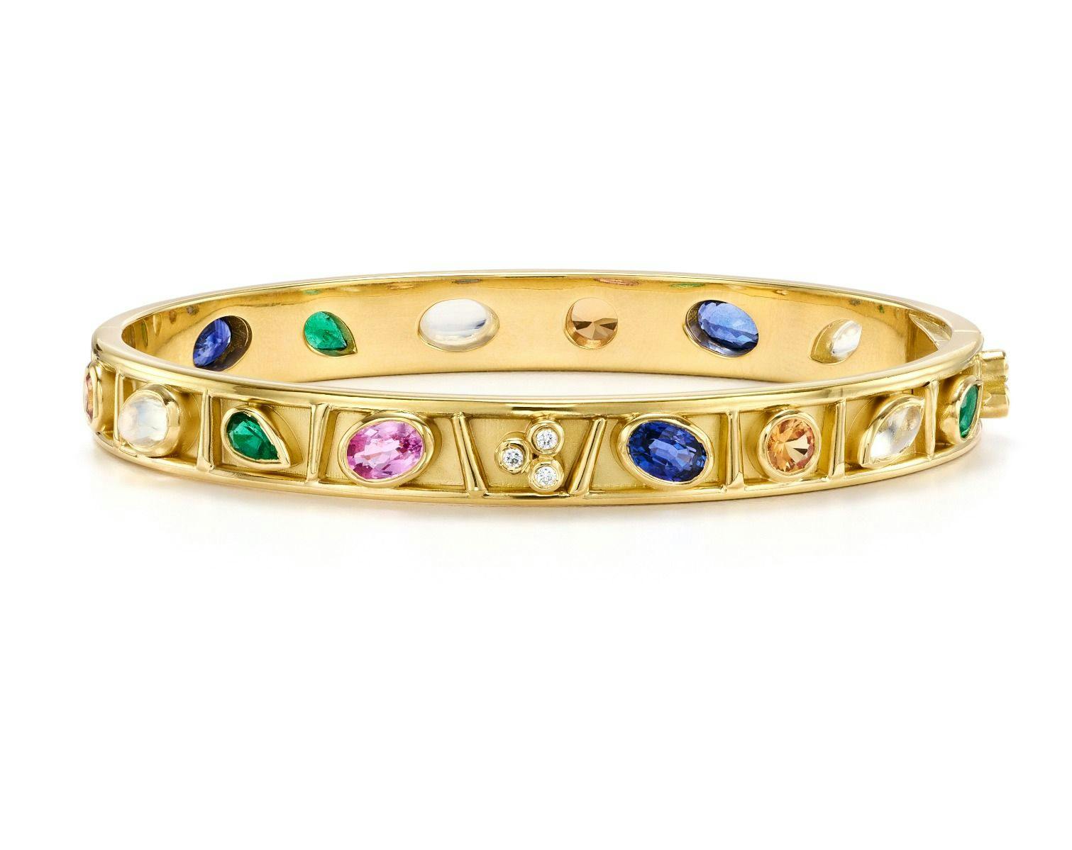 Temple St. Clair 18k Yellow Gold Mixed Stone Theo Bangle