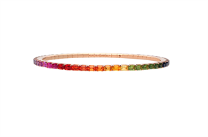 Extensible 18k Yellow Gold Rainbow Sapphire Bracelet