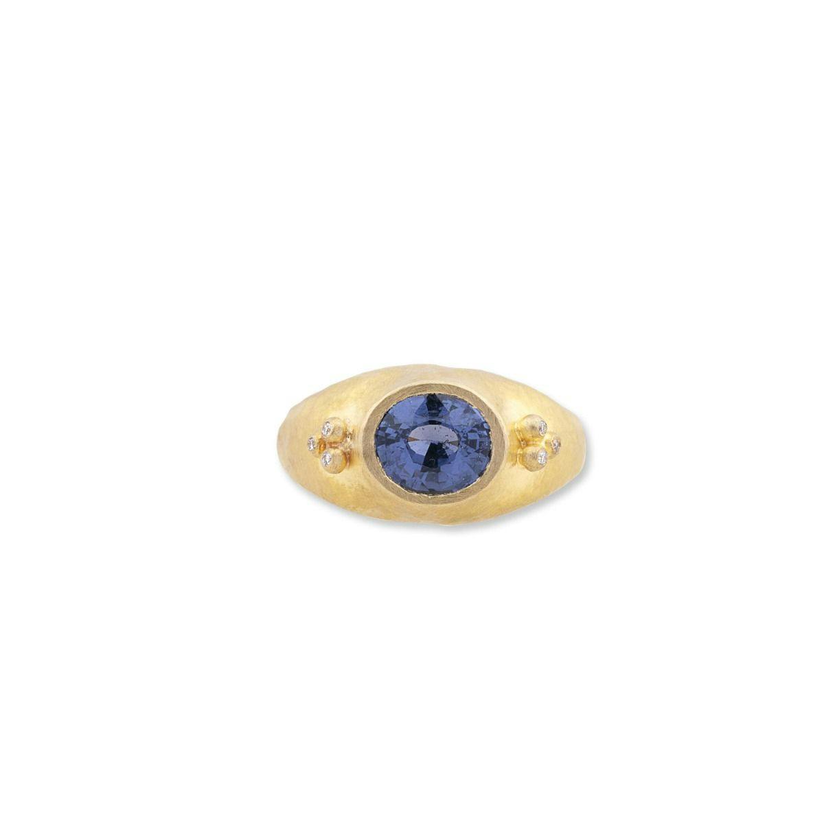 Lika Behar 22K Yellow Gold Blue Oval Spinel Diva Ring