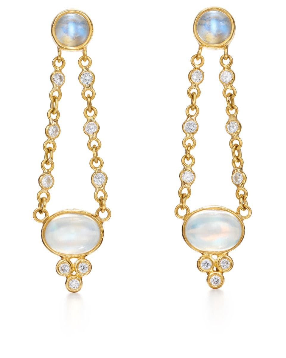 Temple St. Clair 18k Yellow Gold Blue Moonstone Swing Earring