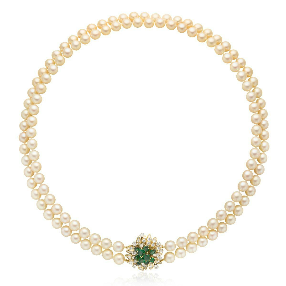 Julius Cohen 1970's 18k Yellow & White Gold Pearl and Gemstone Necklace