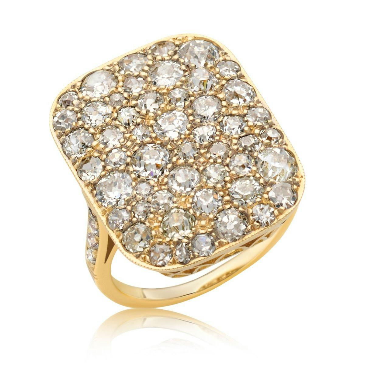 Single Stone Cobblestone 18k Yellow Gold Diamond Ring