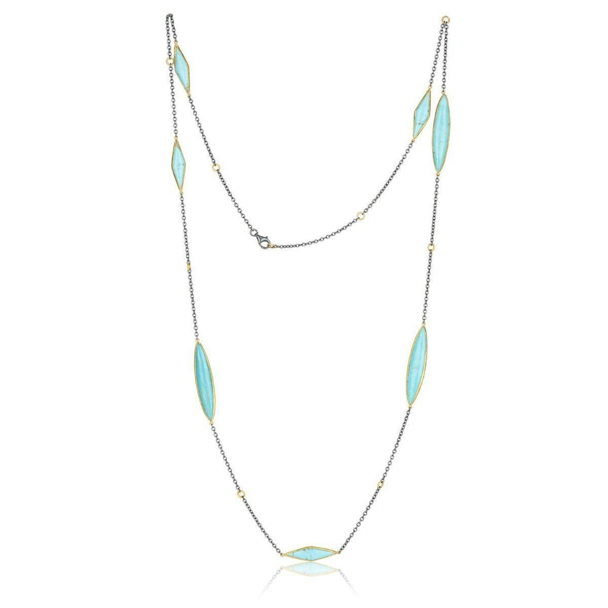 Lika Behar 24k Gold & Silver Kara Turquoise Necklace
