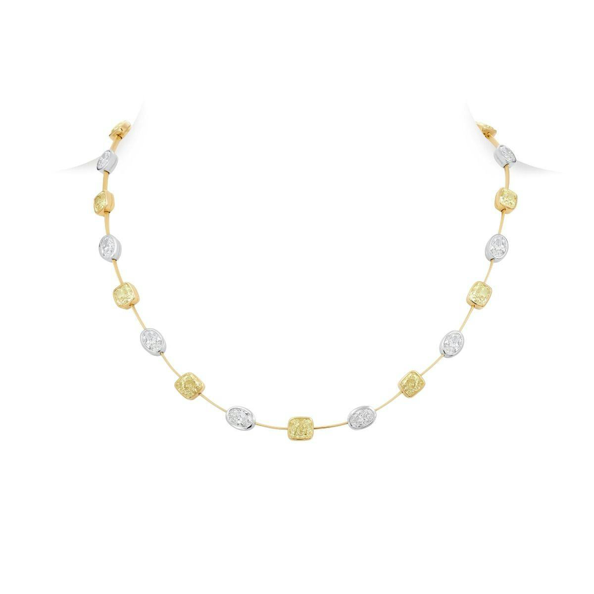Piranesi 18k Yellow Gold & Platinum Yellow & White Diamond Necklace