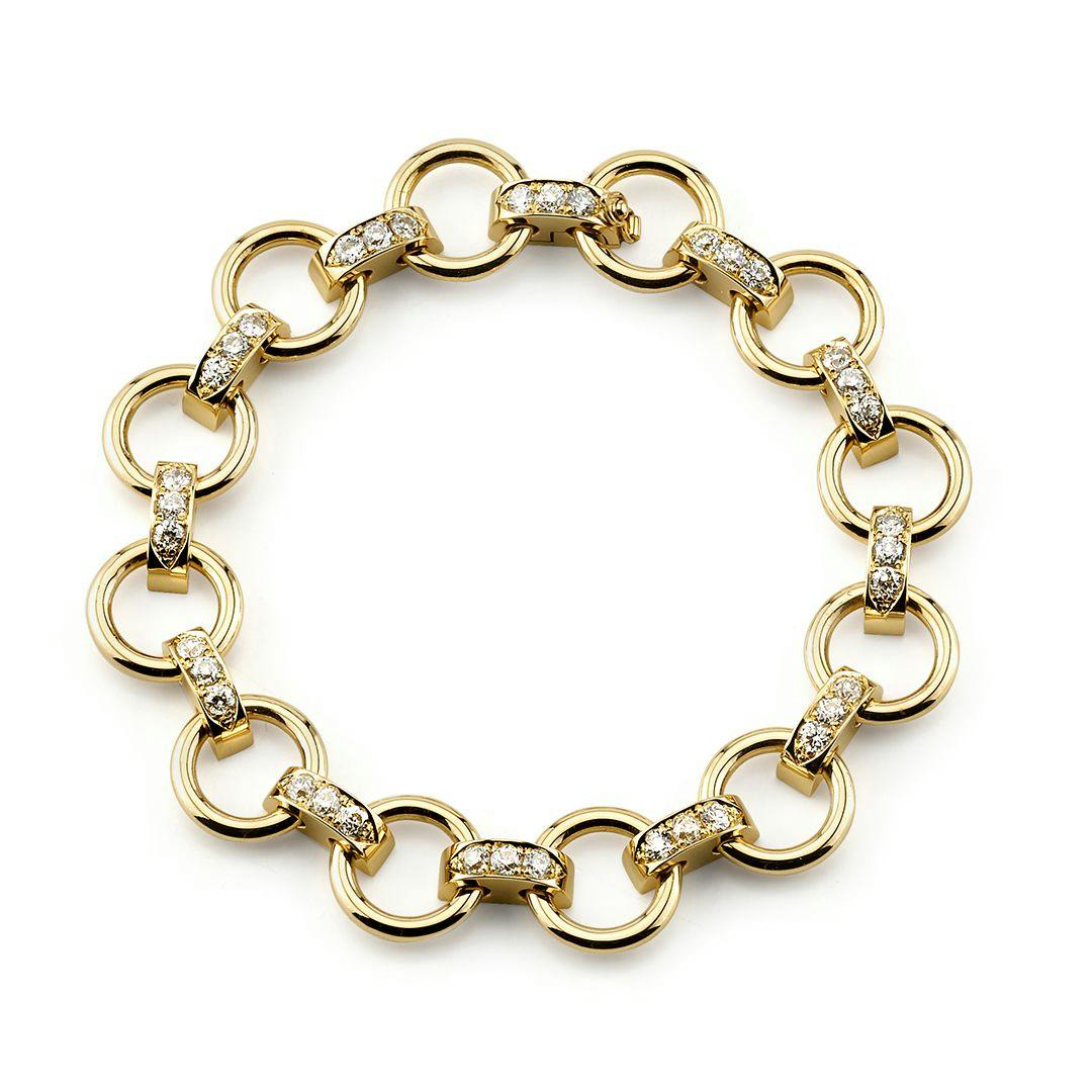 Single Stone Astrid 18k Yellow Gold Diamond Link Bracelet