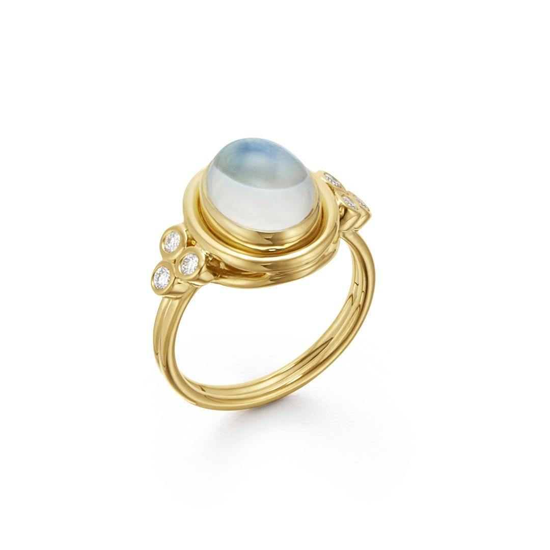 Temple St Clair 18k Yellow Gold Blue Moonstone Temple Ring