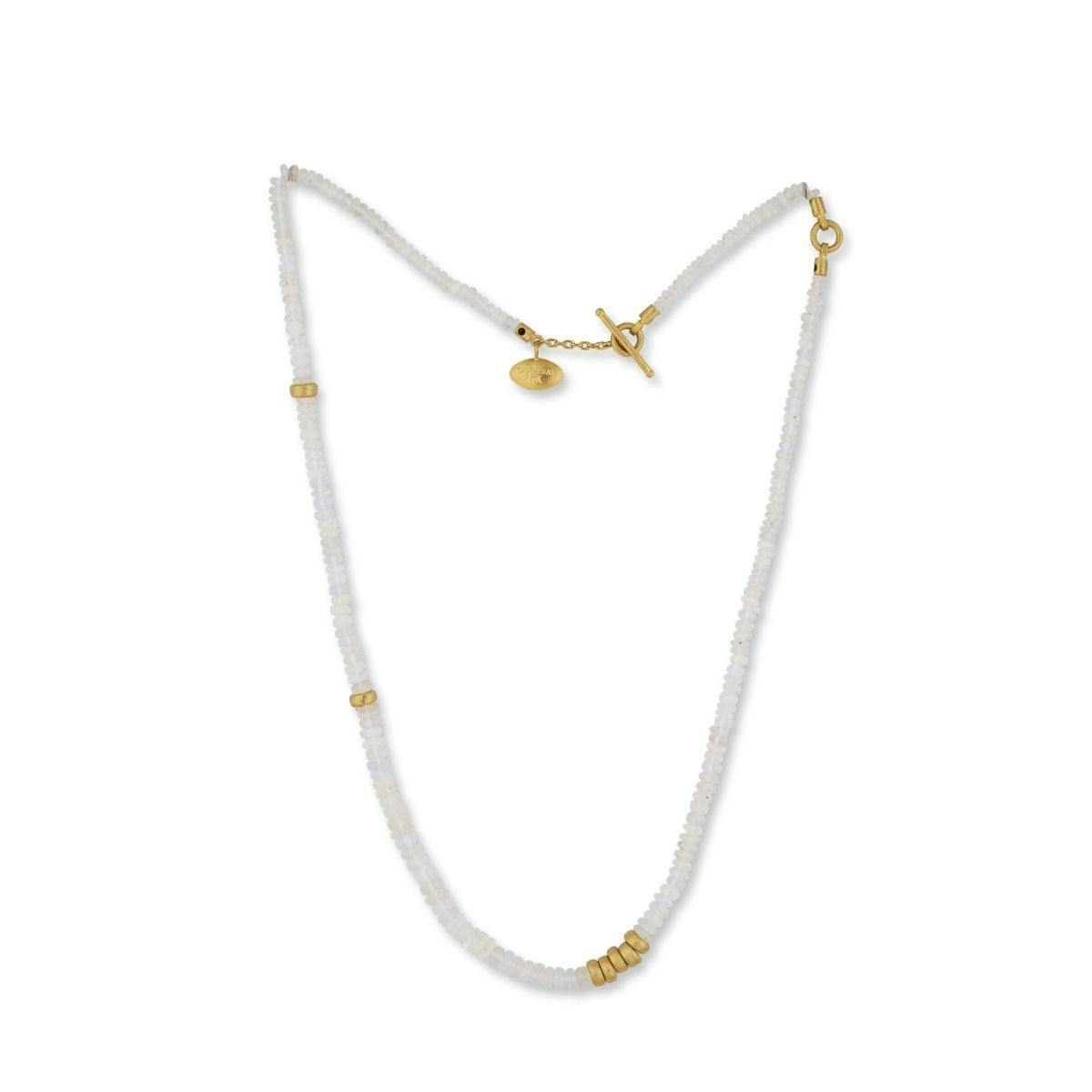Lika Behar 24K Yellow Gold 18" Opal Bead & Rondel Sarah Necklace